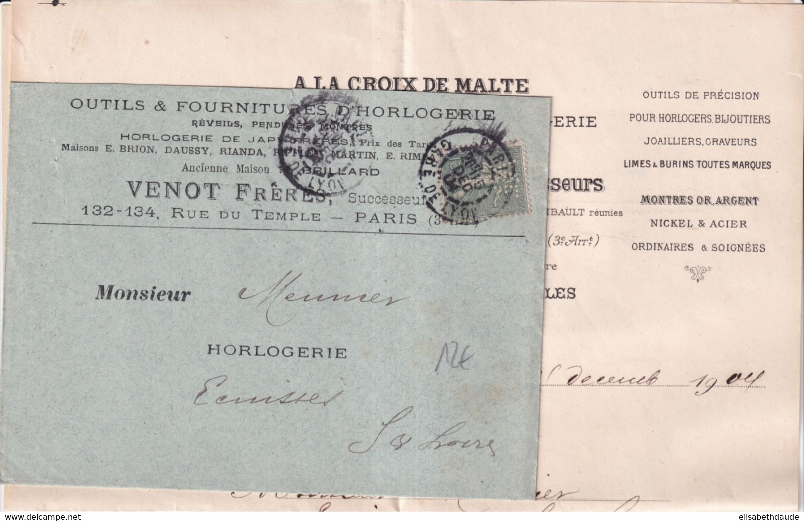 SEMEUSE PERFORE / PERFIN ! - 1904 - ENV. De "HORLOGERIE VENOT FRERES" à PARIS => ECUISSES (SAONE ET LOIRE) - Other & Unclassified