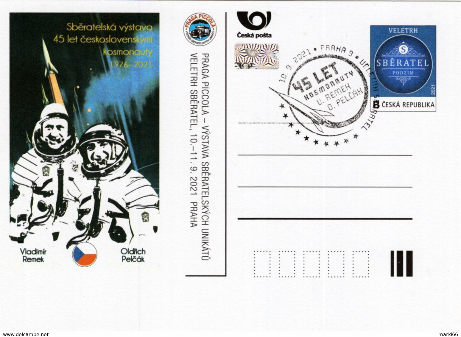 Czech Republic - 2021 - Czech And Slovaks In Space - Sberatel Collectors' Fair - Postcard With Postmark And Hologram - Postcards