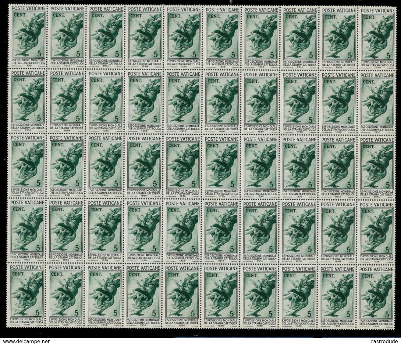 1936 VATICAN 5c Mi.51 SHEET OF 50 MNH - Neufs