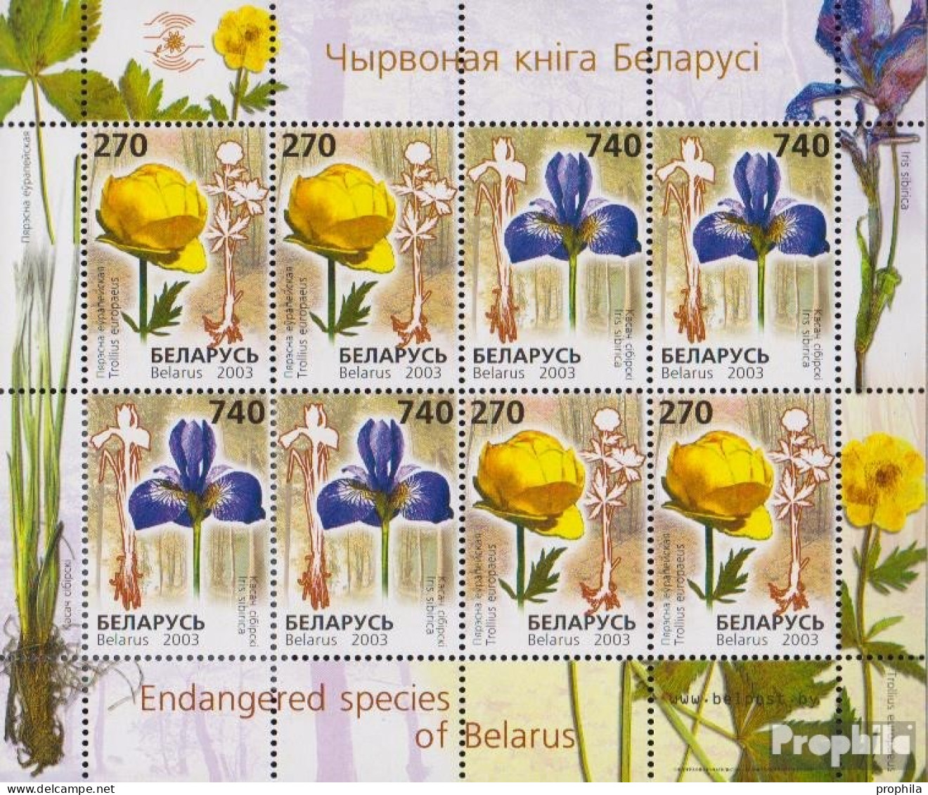 Weißrussland 490-491 Kleinbogen (kompl.Ausg.) Postfrisch 2003 Blumen - Belarus