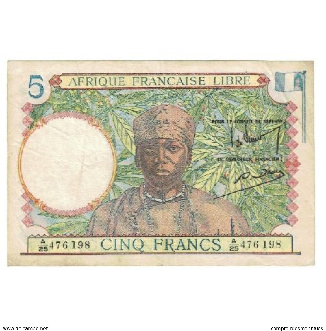 Billet, Afrique-Équatoriale Française, 5 Francs, KM:6a, TTB+ - Estados Centroafricanos