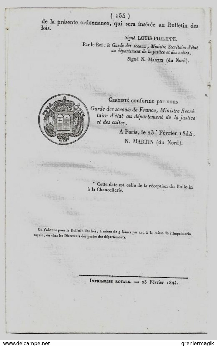 Bulletin Des Lois 1078 1844 Bourse De Commerce à Colmar/Chambre De Commerce à Fécamp/Bulles D'institution Canonique - Décrets & Lois