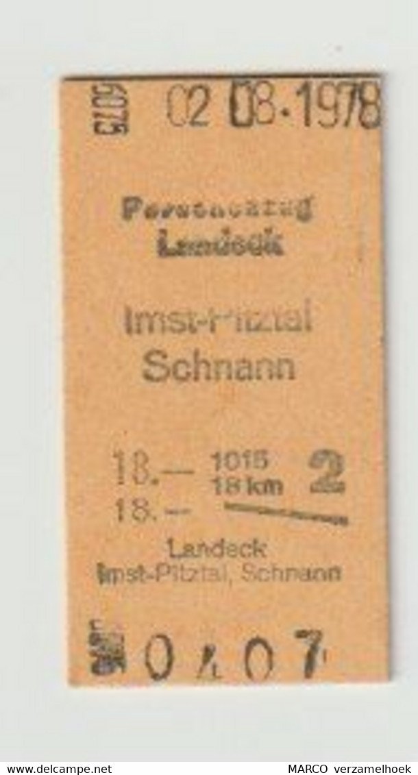 Carte D'entrée-toegangskaart-ticket: Personenzug Landeck Imst-pitztal-schnan (A) 1978 - Europa