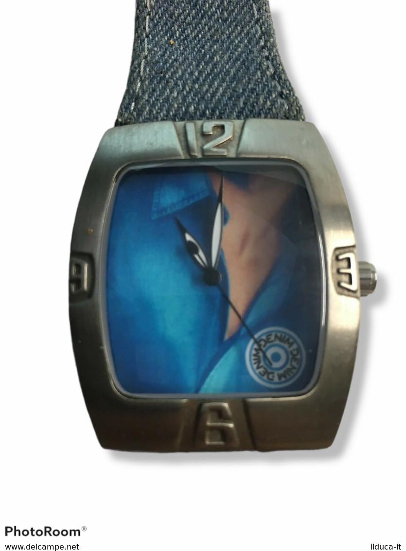79094 Orologio Vintage Da Polso Uomo - Denim - Cinturino Jeans - Advertisement Watches