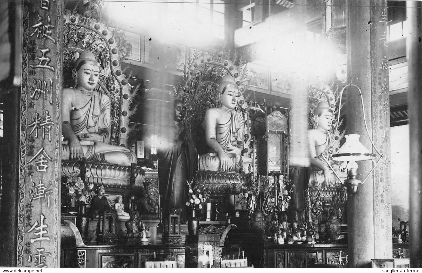 CPA CHINE CARTE PHOTO INTERIEUR DE TEMPLE - Chine