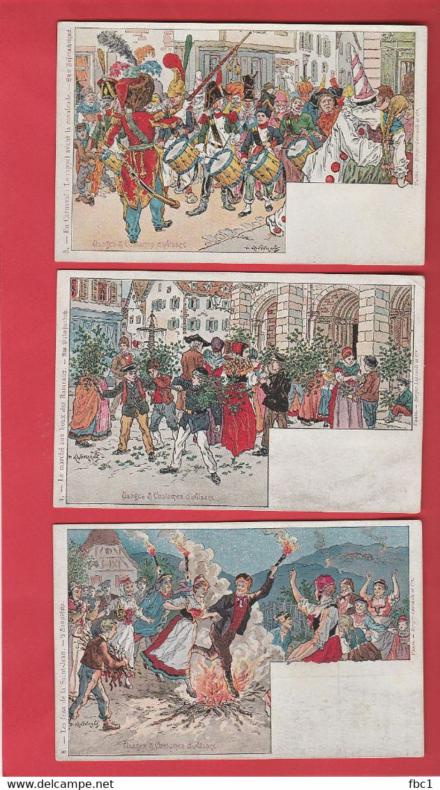 Illustrateur Paul Kauffmann - Lot De 10 Cartes "Usages Et Costumes D'Alsace" - Kauffmann, Paul