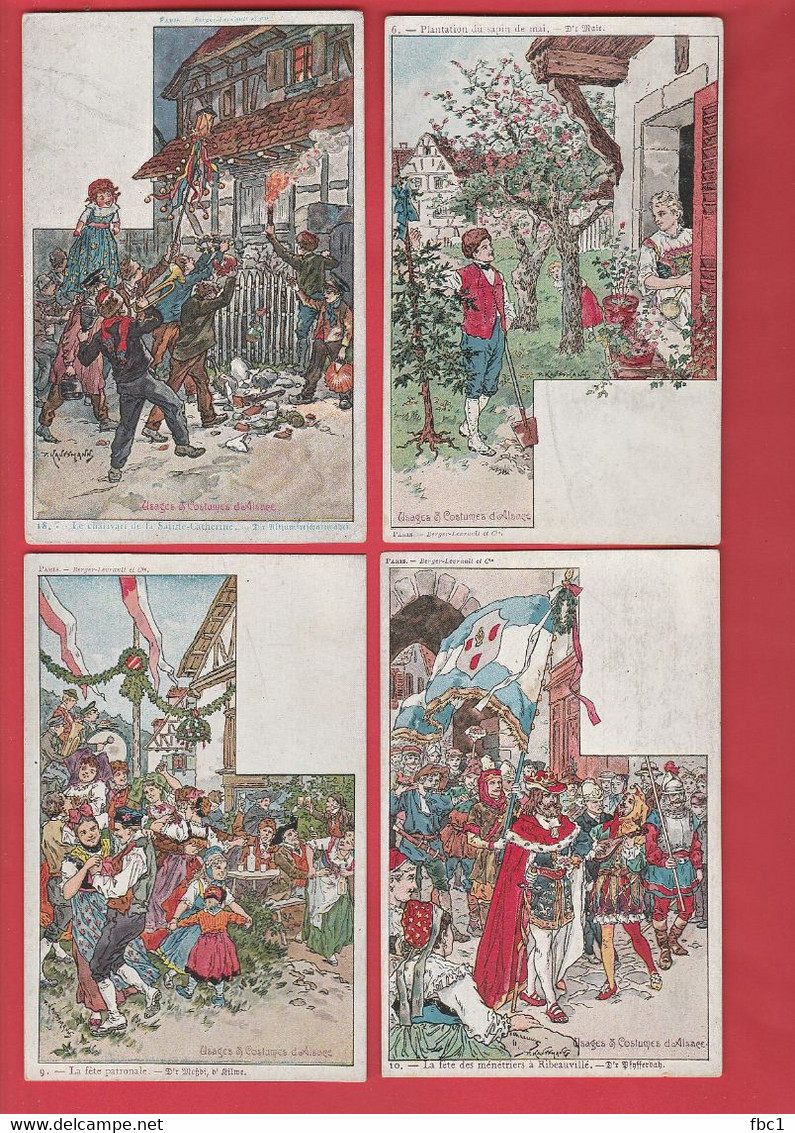 Illustrateur Paul Kauffmann - Lot De 10 Cartes "Usages Et Costumes D'Alsace" - Kauffmann, Paul