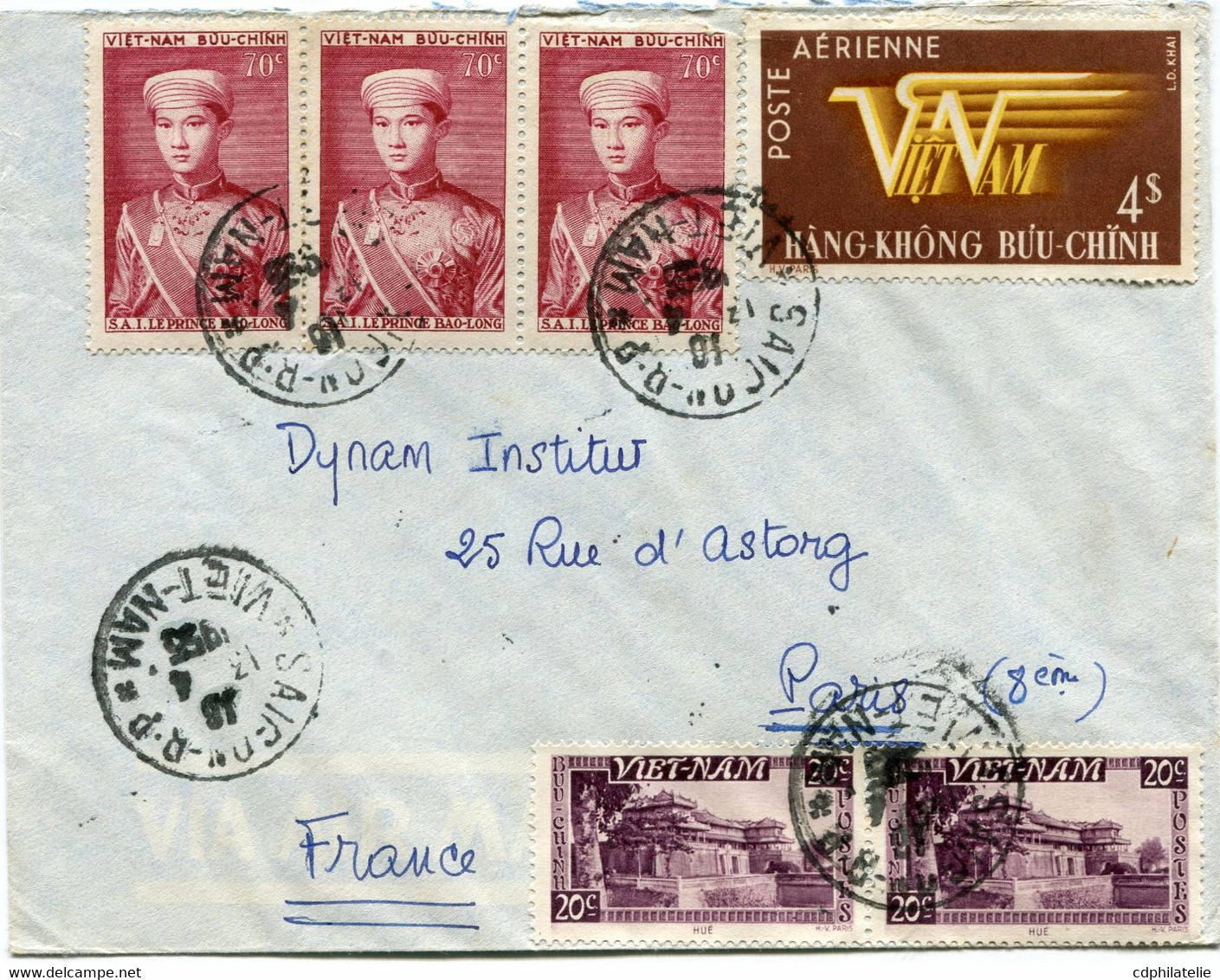 VIET-NAM LETTRE PAR AVION DEPART SAIGON 13-4-1955 VIET-NAM POUR LA FRANCE - Viêt-Nam