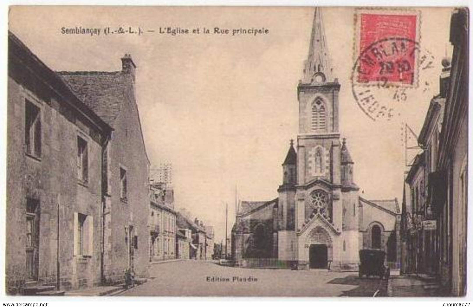 (37) 496, Semblançay, Plaudin, L'Eglise Et La Rue Principale - Semblançay