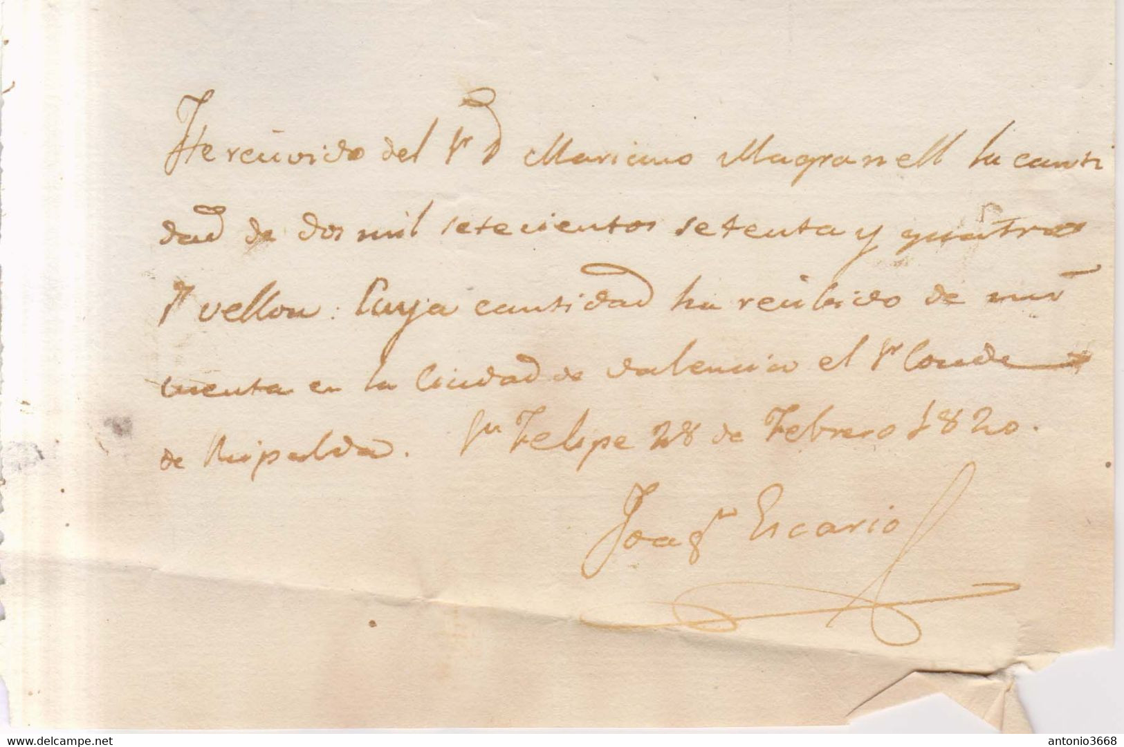 Año 1820 Prefilatelia Carta + Recibo Marcas Nº6 Xativa Valencia Y Porteo 6 - ...-1850 Prephilately