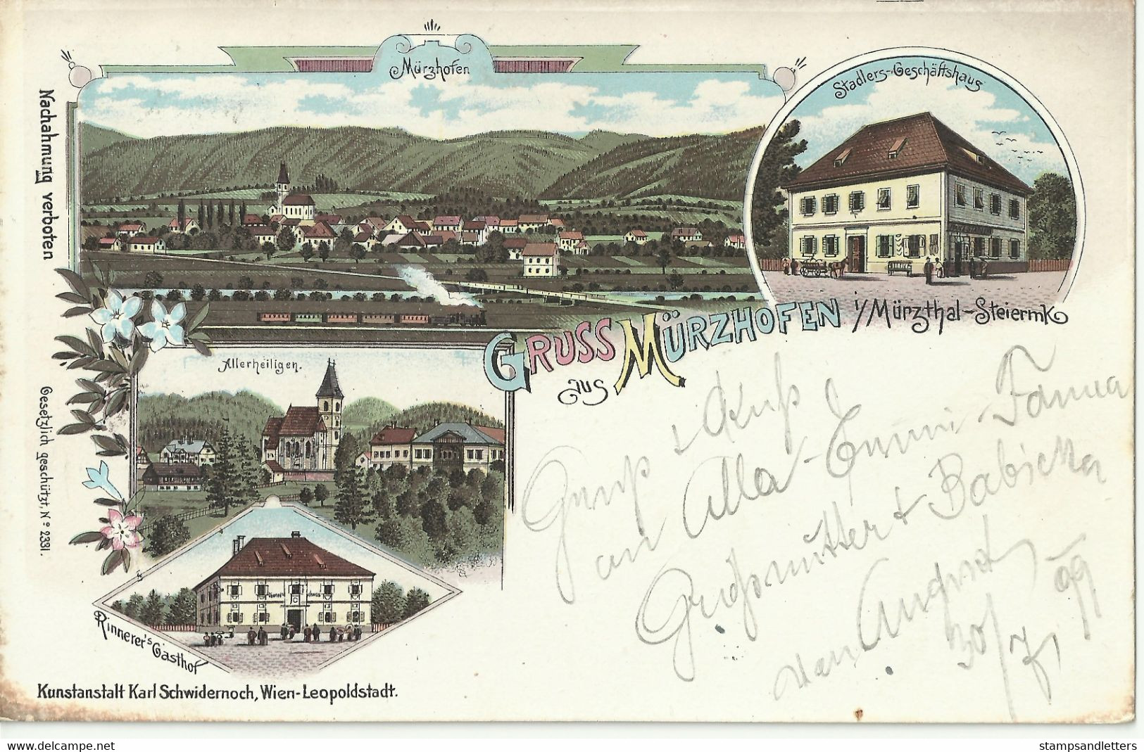 Gruss Aus Murzhofen. Litho.(Circulated, Without Stamp) - Sonstige & Ohne Zuordnung