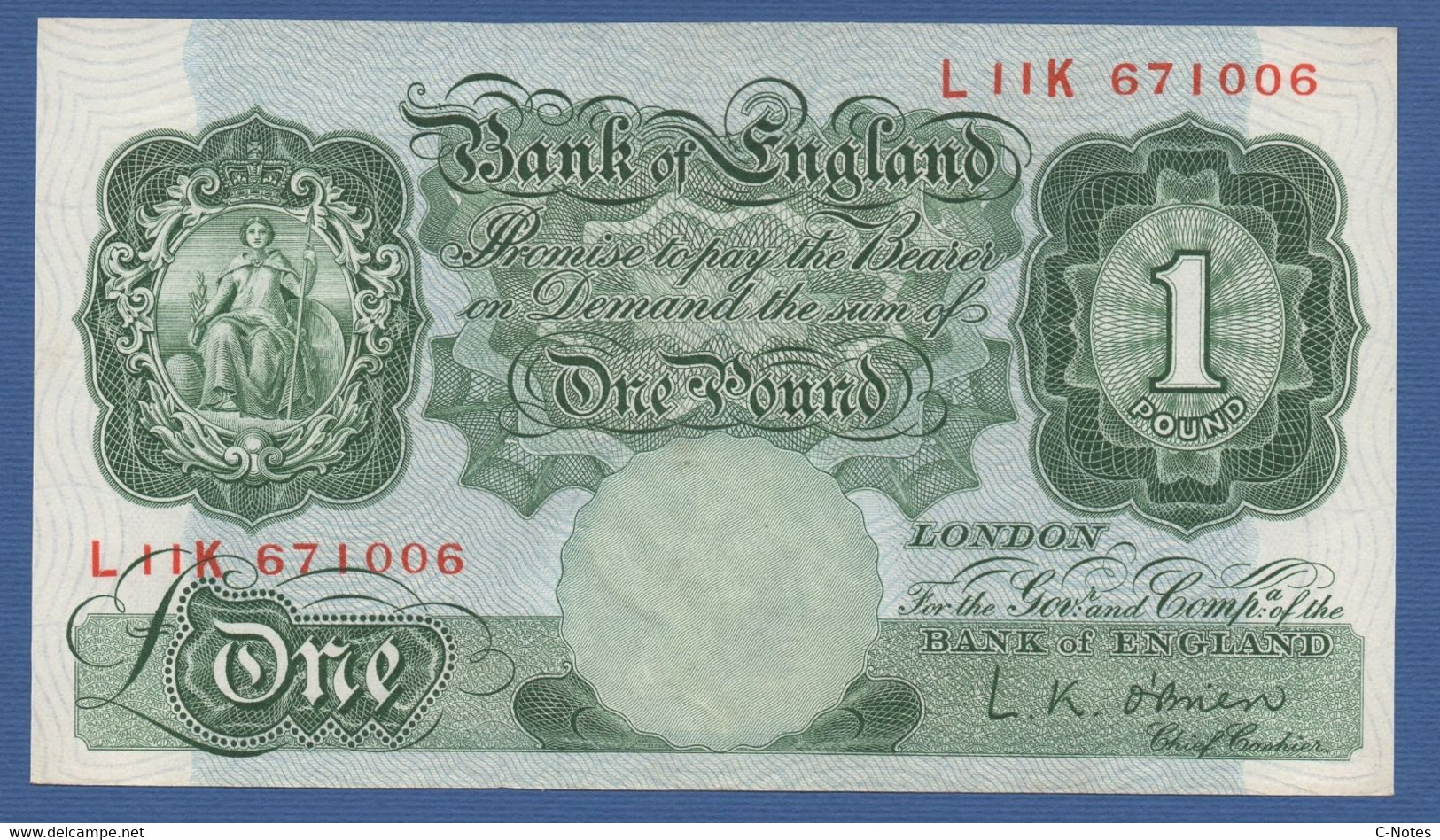 GREAT BRITAIN - P.369c – 1 POUND ND (1948-1960) - AUNC - Serie L11K 671006 - 1 Pond