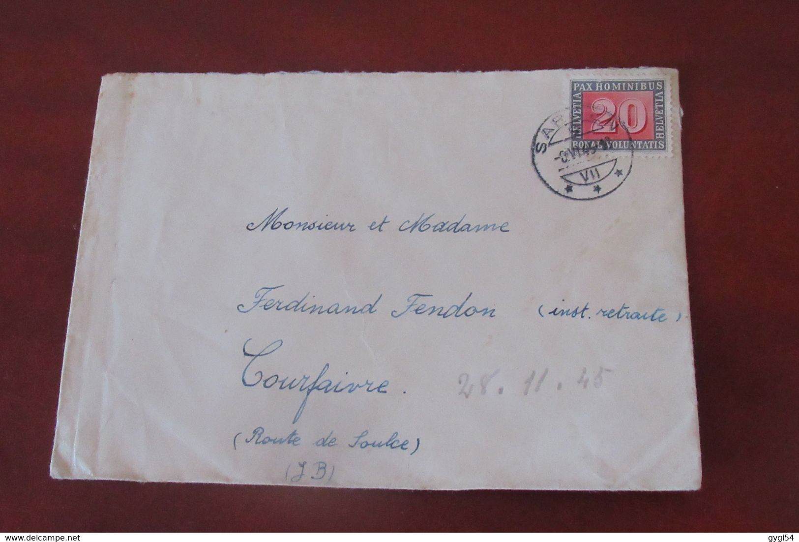 SUISSE  LETTRE  Du  08  VI 1945 Pour Courfaivre - Covers & Documents