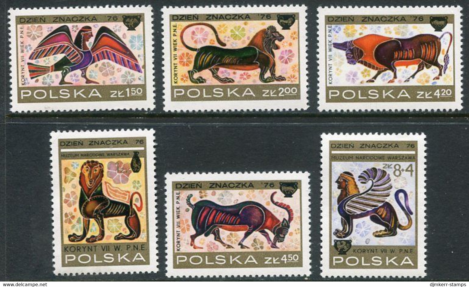 POLAND 1976 Stamp Day: Corinthian Painted Ceramics MNH / **.  Michel 2461-66 - Nuovi