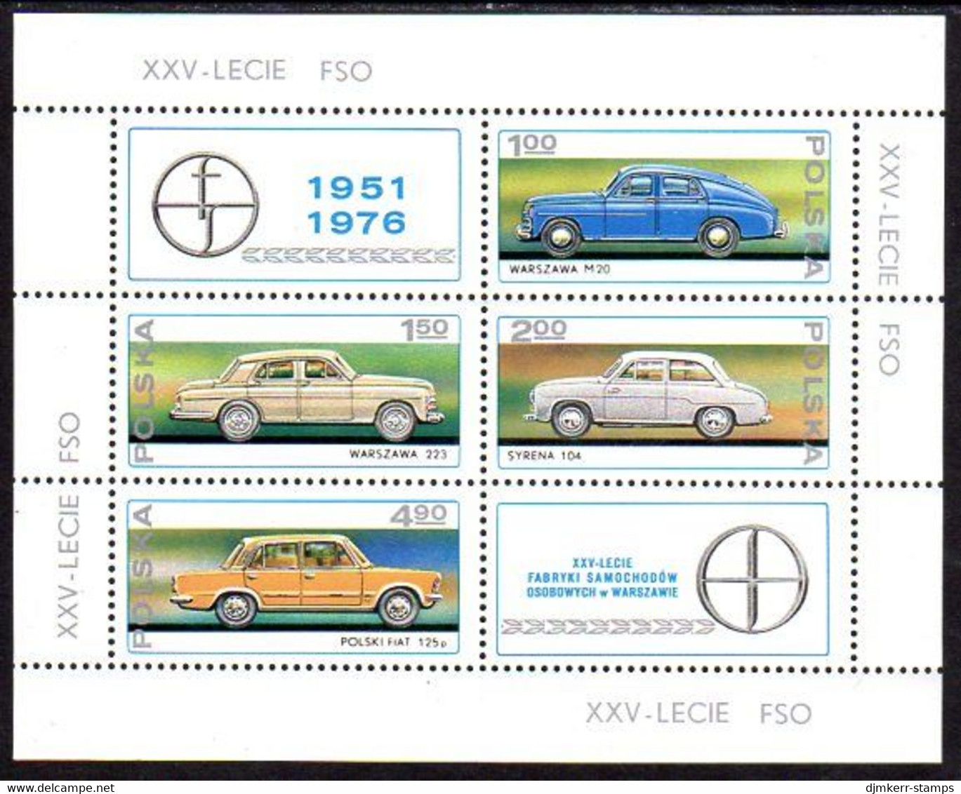 POLAND 1976 Car Manufacture Block MNH / **.  Michel Block 66 - Unused Stamps