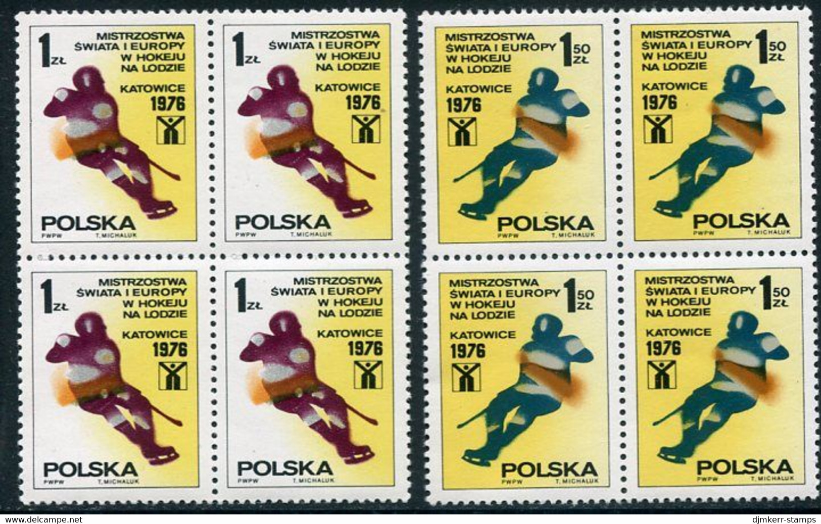 POLAND 1976 Ice Hockey Championships Blocks Of 4 MNH / **.  Michel 2439-40 - Ungebraucht