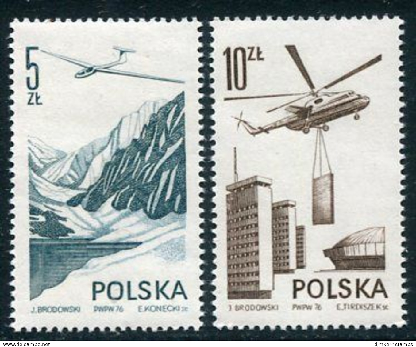 POLAND 1976 Modern Aviation I MNH / **.  Michel 2437-38 - Unused Stamps