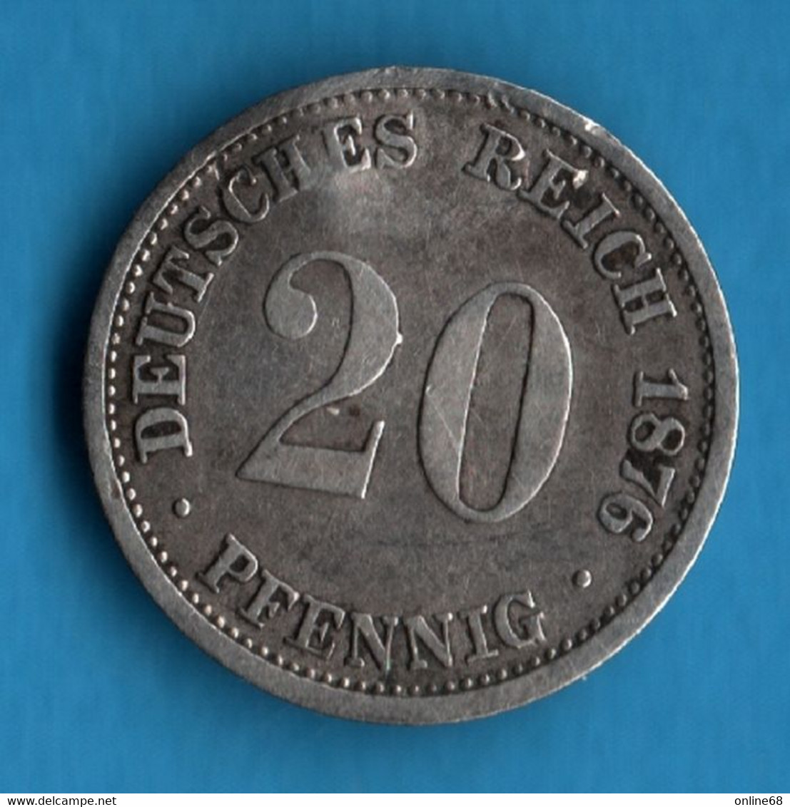 DEUTSCHES REICH   20 PFENNIG 1876 D  	KM# 5 Wilhelm I - 20 Pfennig