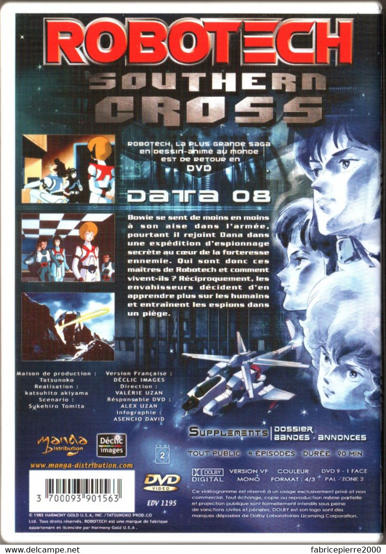 DVD ROBOTECH SOUTHERN CROSS 08 Excellent état - Manga