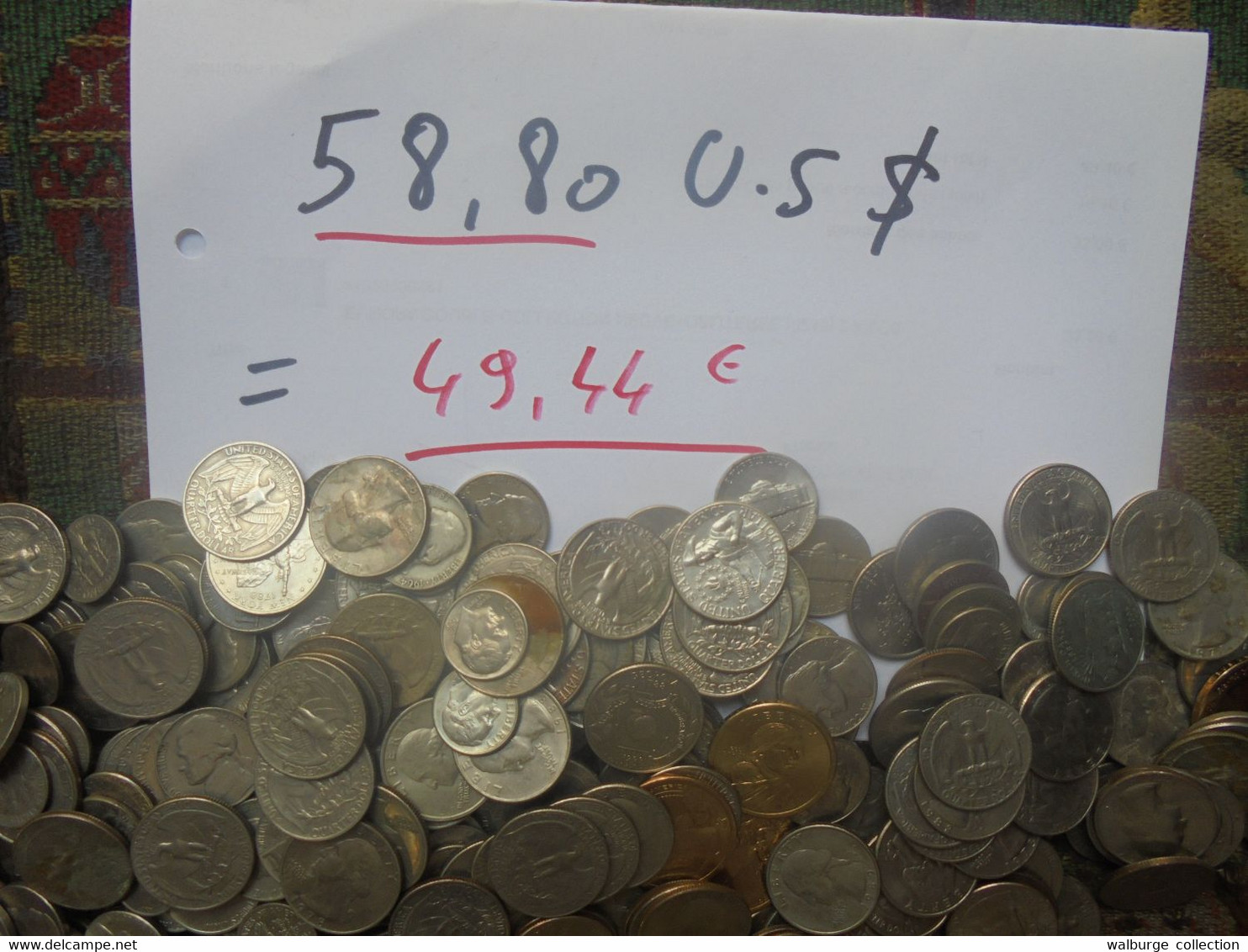 SOUS LA VALEURE ! +++58,80 U.S $ En MONNAIE De 10 Cts+1/4+1/2+1$ (POIDS 1 KILO 475) - Lots & Kiloware - Coins