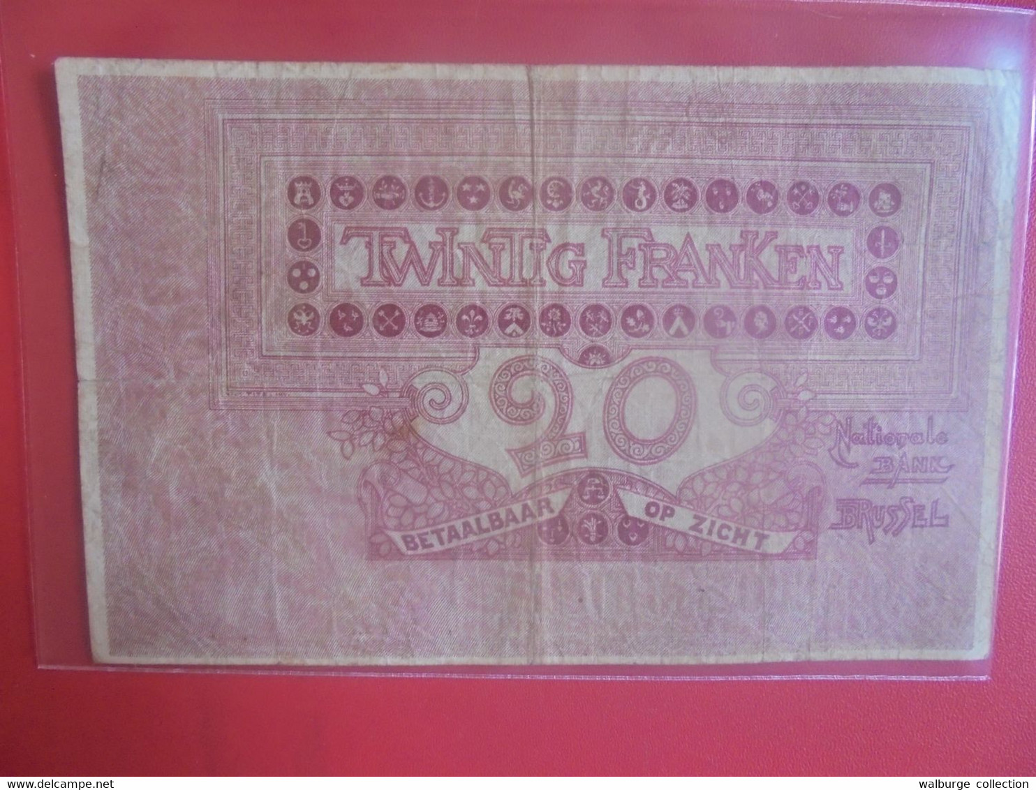 BELGIQUE 20 Franc 1911 (DATE+RARE) Circuler (B.24) - 5-10-20-25 Francs