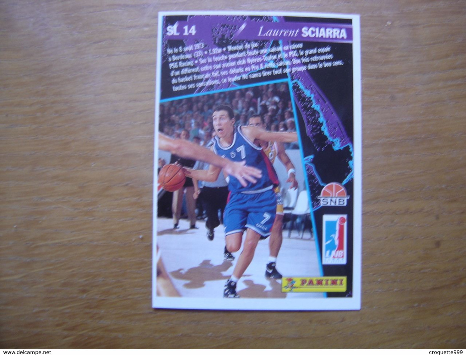 1995 Carte Basketball Panini LAURENT SCIARRA Season Leaders FFBB Basket - Autres & Non Classés