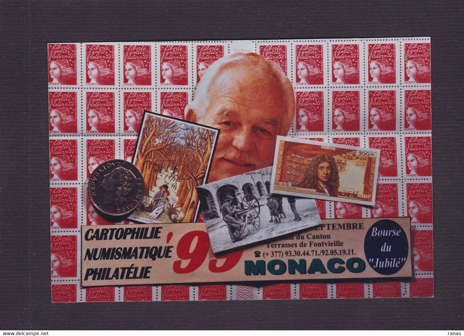 CPM Monaco Monte Carlo Non Circulé Tirage Limité En 100 Ex. Philatélie Numismatique Salon 1999 Rainier - Monte-Carlo