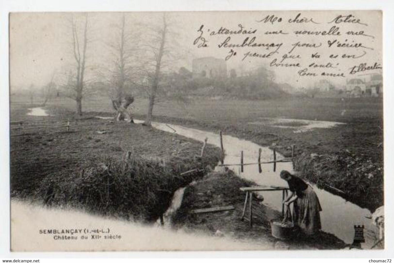 (37) 1490, Semblançay, Château, Lavoir, Lavandière, Dos Non Divisé - Semblançay