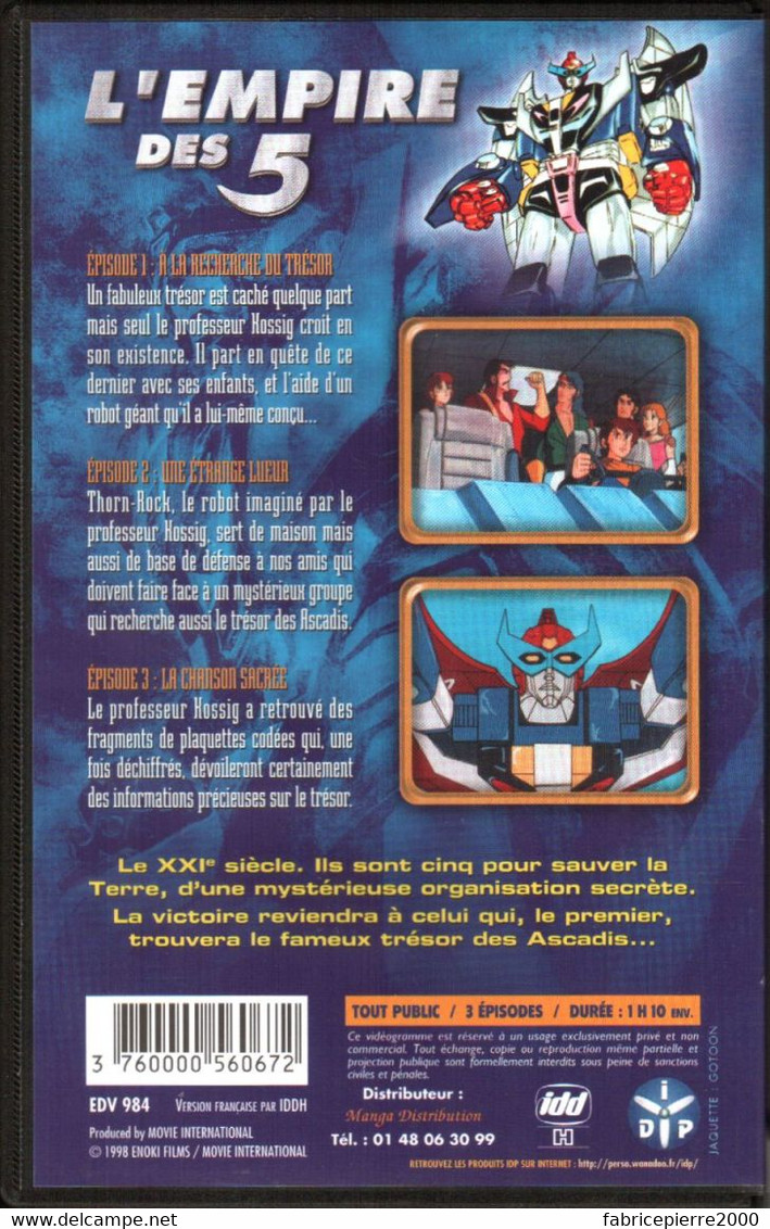 L'Empire Des 5 (cinq) - Série Complète Des 8 K7 VHS Etat Neuf - Thorn-Rock, Le Trésor Des Ascadis, Les Logors - Manga