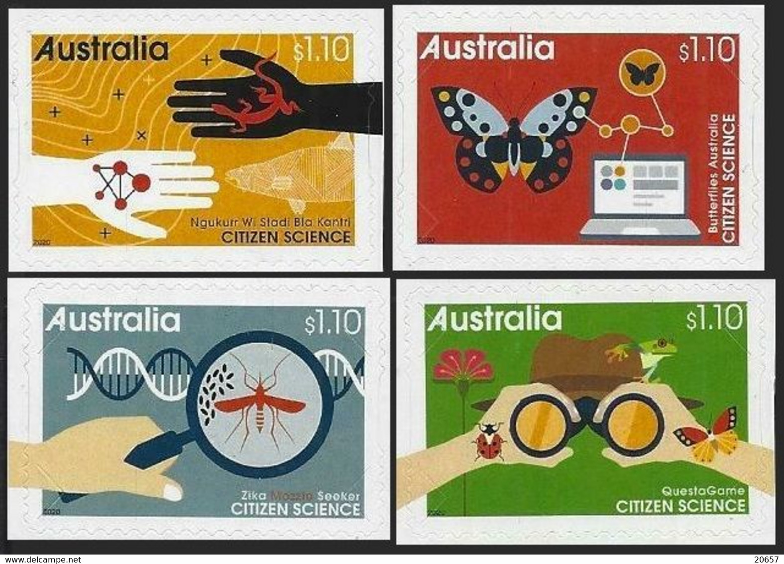 Australie Australia 4944/47 Insectes, Moustiques, Papillon, Coccinelle, Grenouille, Sciences, ADN, Informatique - Other & Unclassified