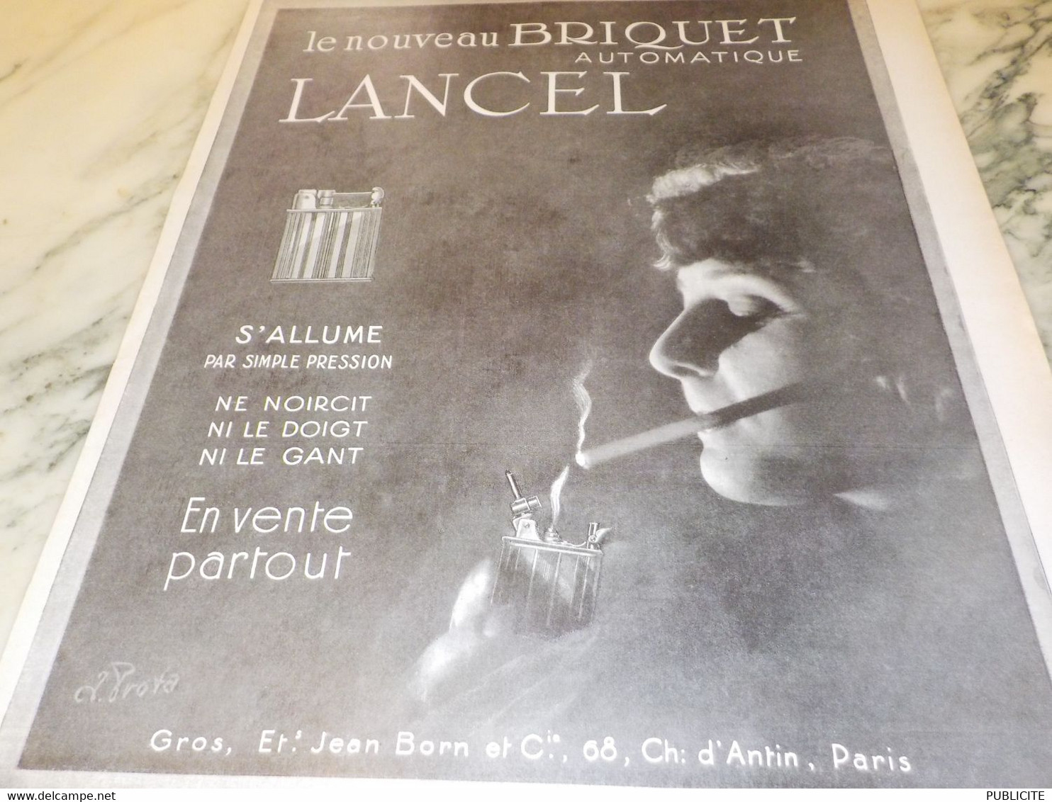 ANCIENNE PUBLICITE NOUVEAU BRIQUET AUTOMATIQUE  LANCEL  1927 - Autres & Non Classés