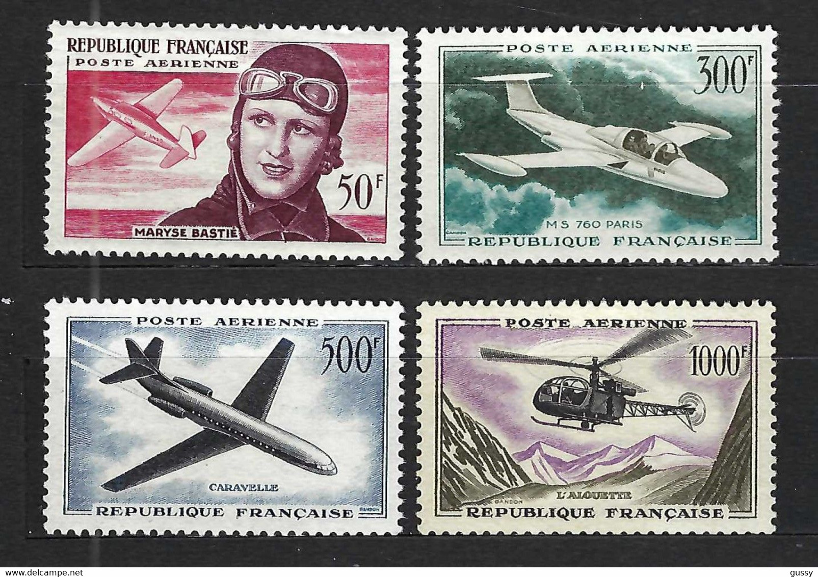 FRANCE Poste Aérienne 1955-59: Les Y&T 34-37, Neufs** - 1927-1959 Postfris