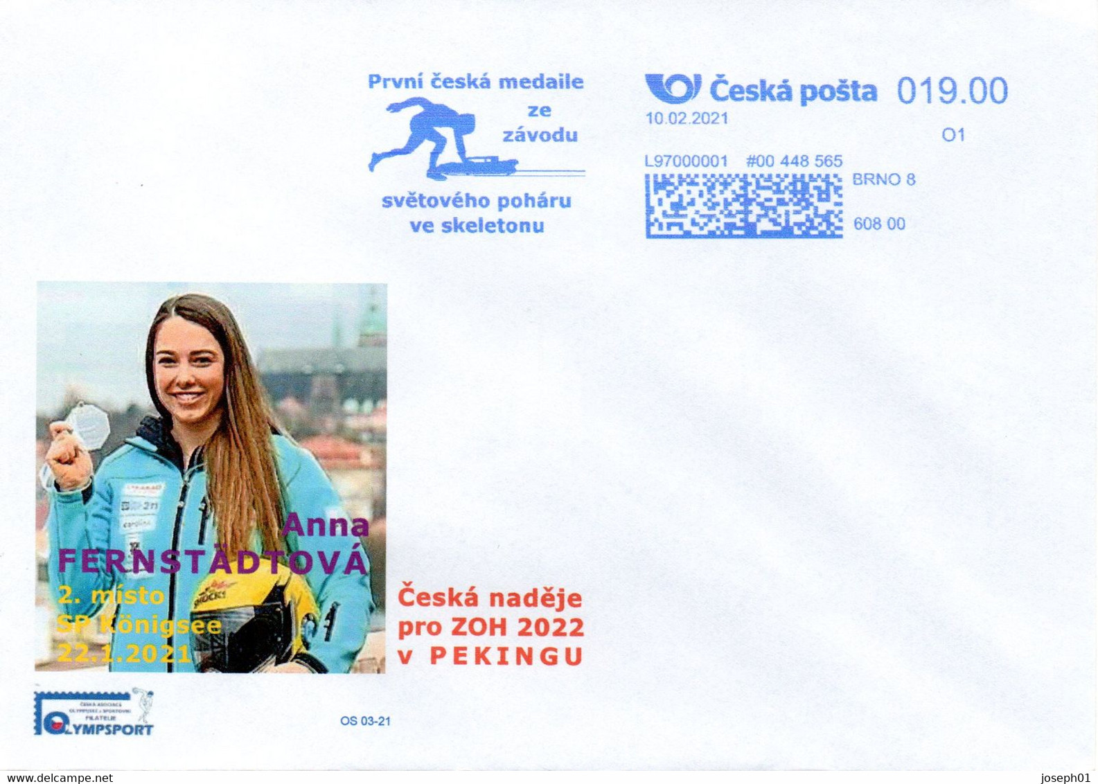 Czech Republic (21-03)  WOG 2022 Fernstadtova Gold Medal World Cup Skeleton 2021 Candidate For Medal 2022  - Cover - Invierno 2022 : Pekín