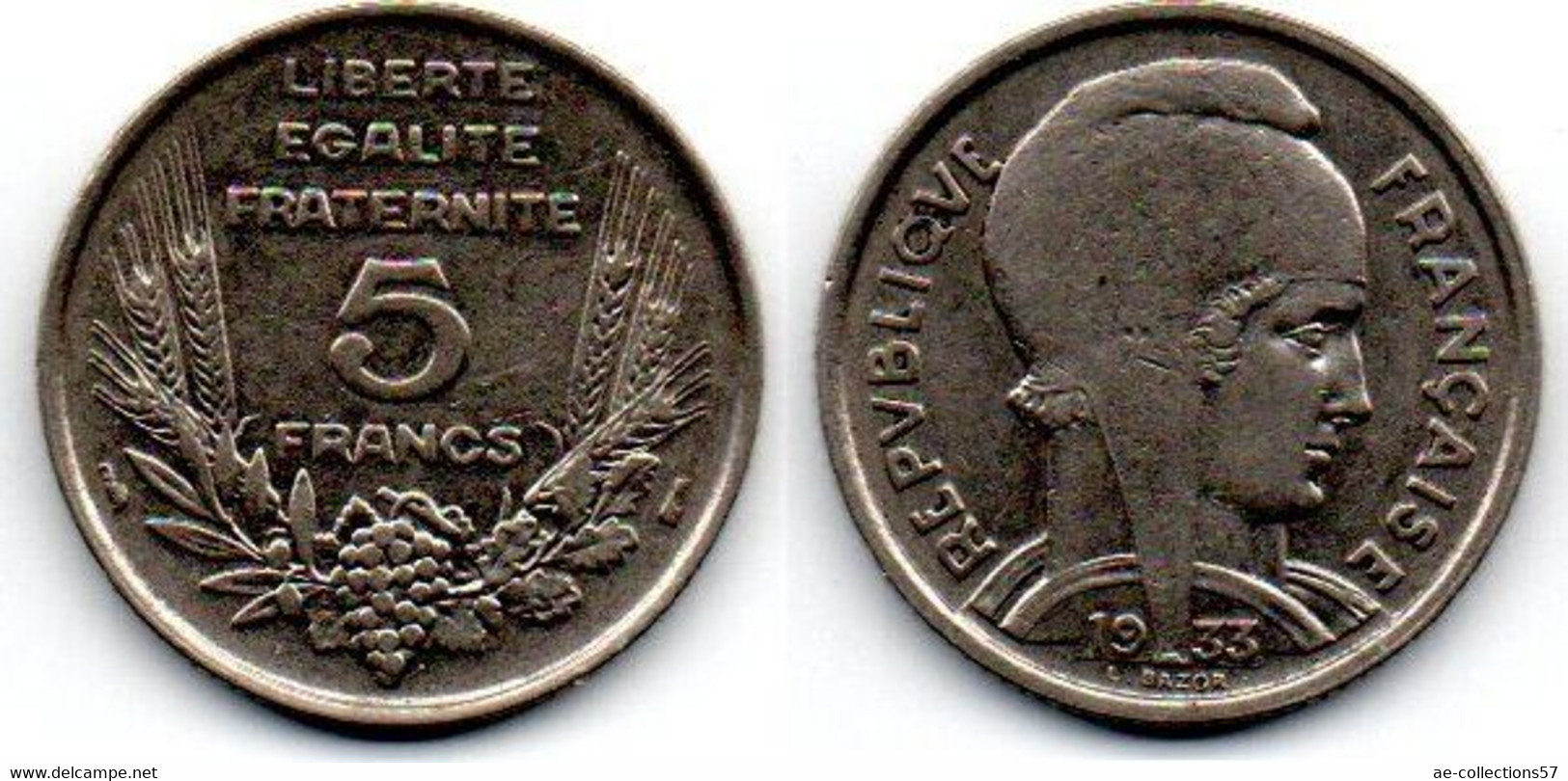 5 Francs 1933 Bazor TTB - 5 Francs