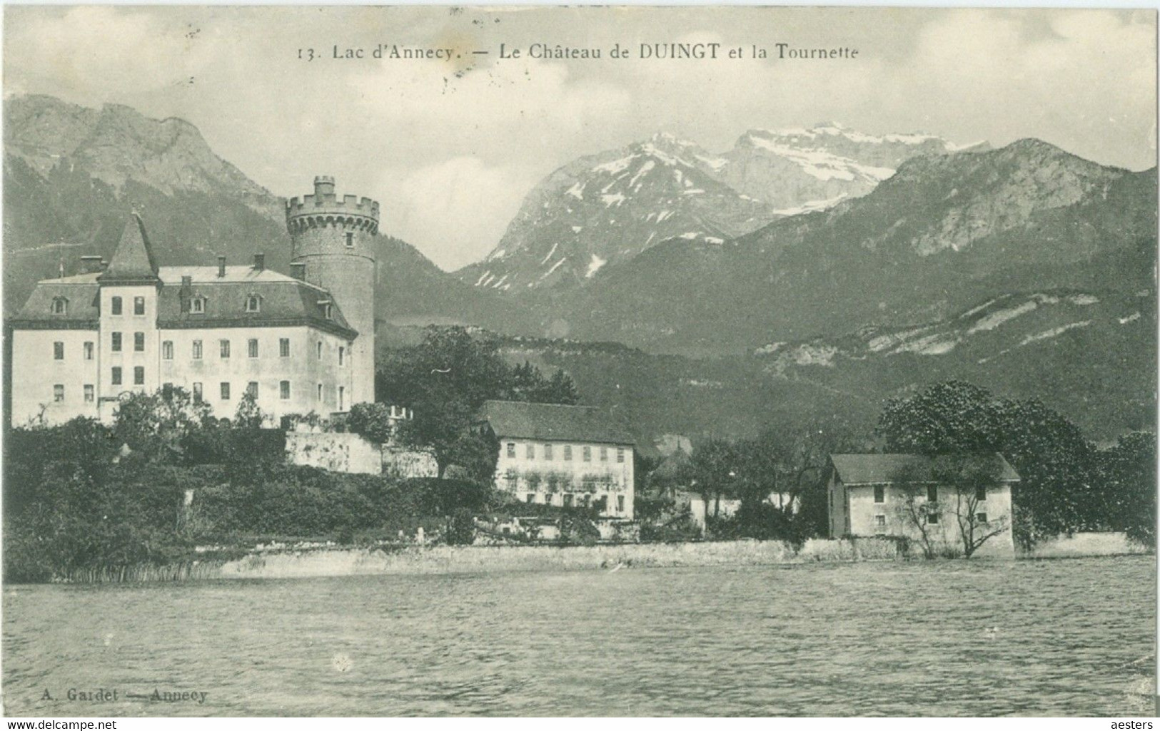 Lac D'Annecy 1922; Le Château De Duingt Et La Tournette - Voyagé. (A. Gardet - Annecy) - Annecy