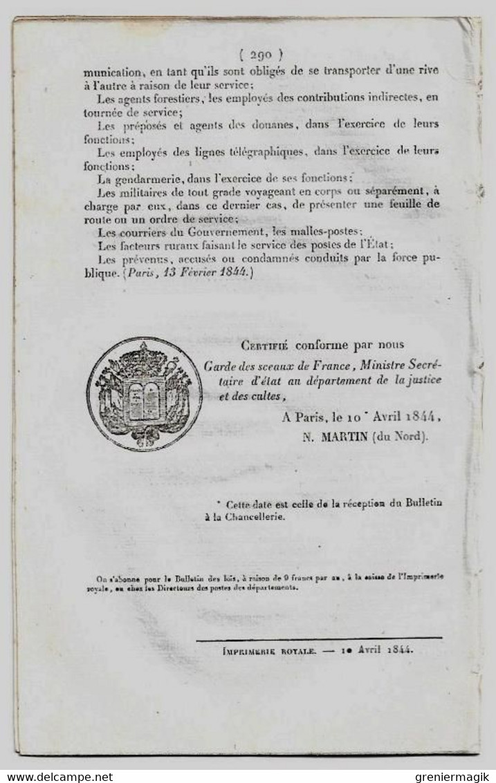 Bulletin Des Lois 1086 1844 Tarif Péage Pont Entre Cadillac Et Cérons (Gironde)/Médecine Strasbourg/Arsenal Besançon - Décrets & Lois