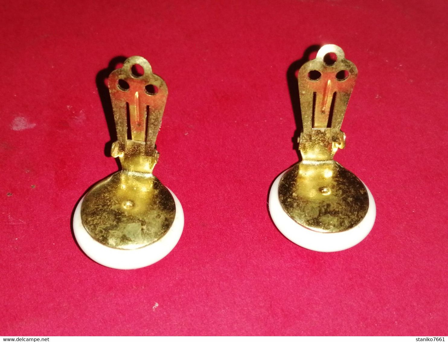 BOUCLES D'OREILLES ANCIENNES En Céramique ? DIAMETRE 2 CM POIDS 14 GR LES DEUX - Oorringen