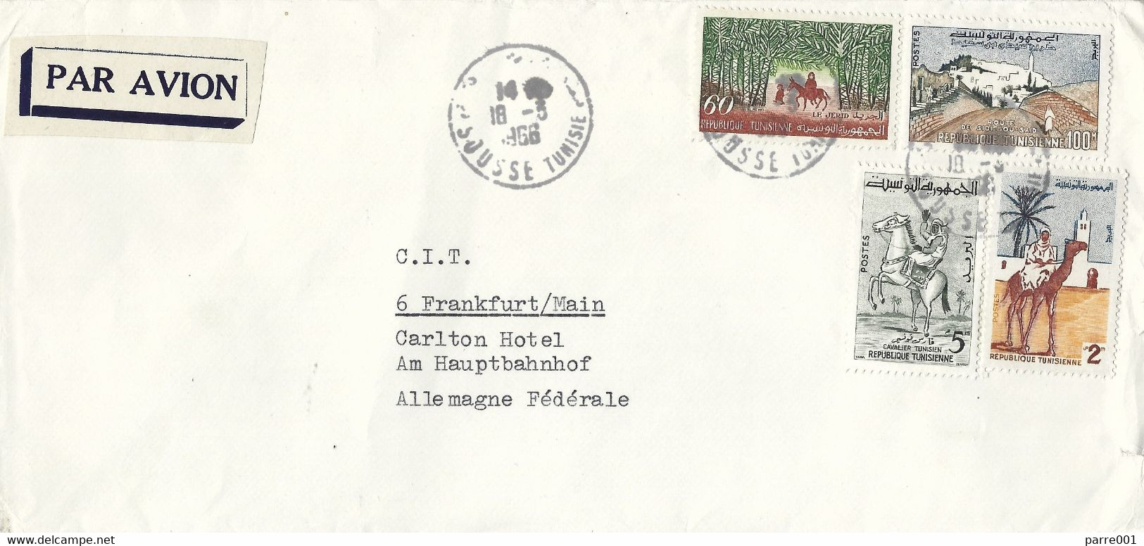 Tunisia Tunisie 1966 Sousse Carlton Hotel Date Palm Camel Horse Wadi Cover - Hostelería - Horesca