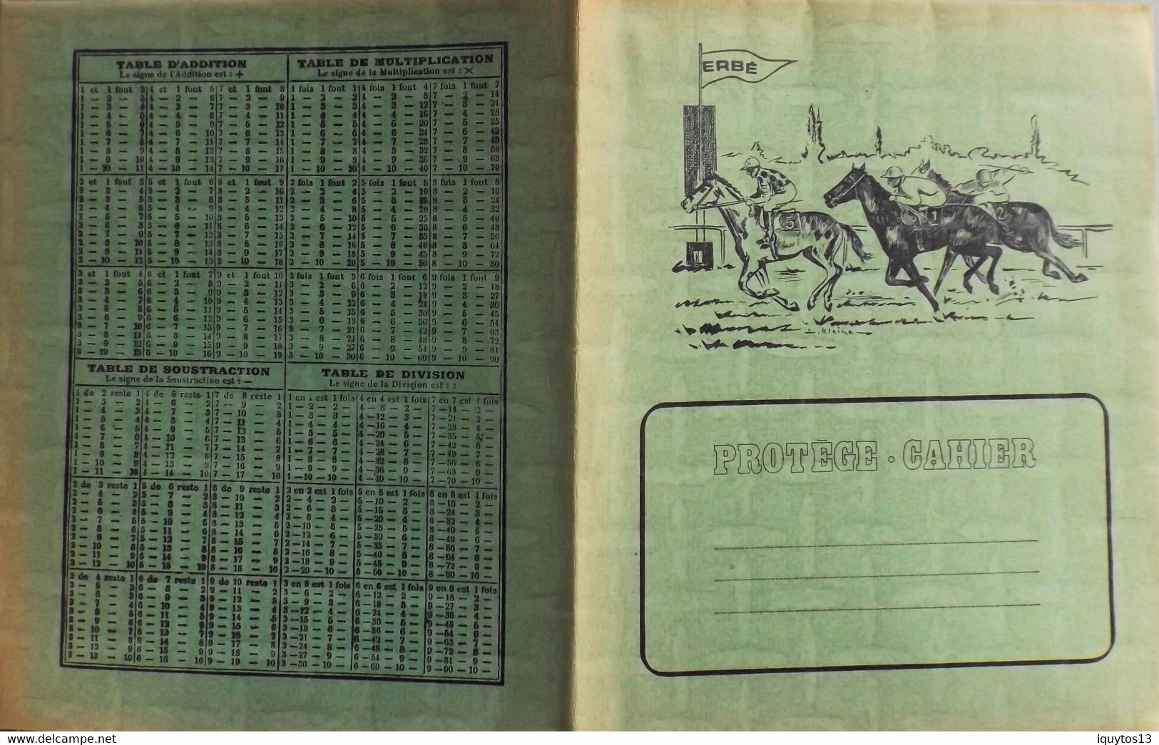 PROTEGE-CAHIER - ERGE - Course De Chevaux TIERCE - Au Verso : Les Tables De Multiplication - En Bon Etat - Protège-cahiers