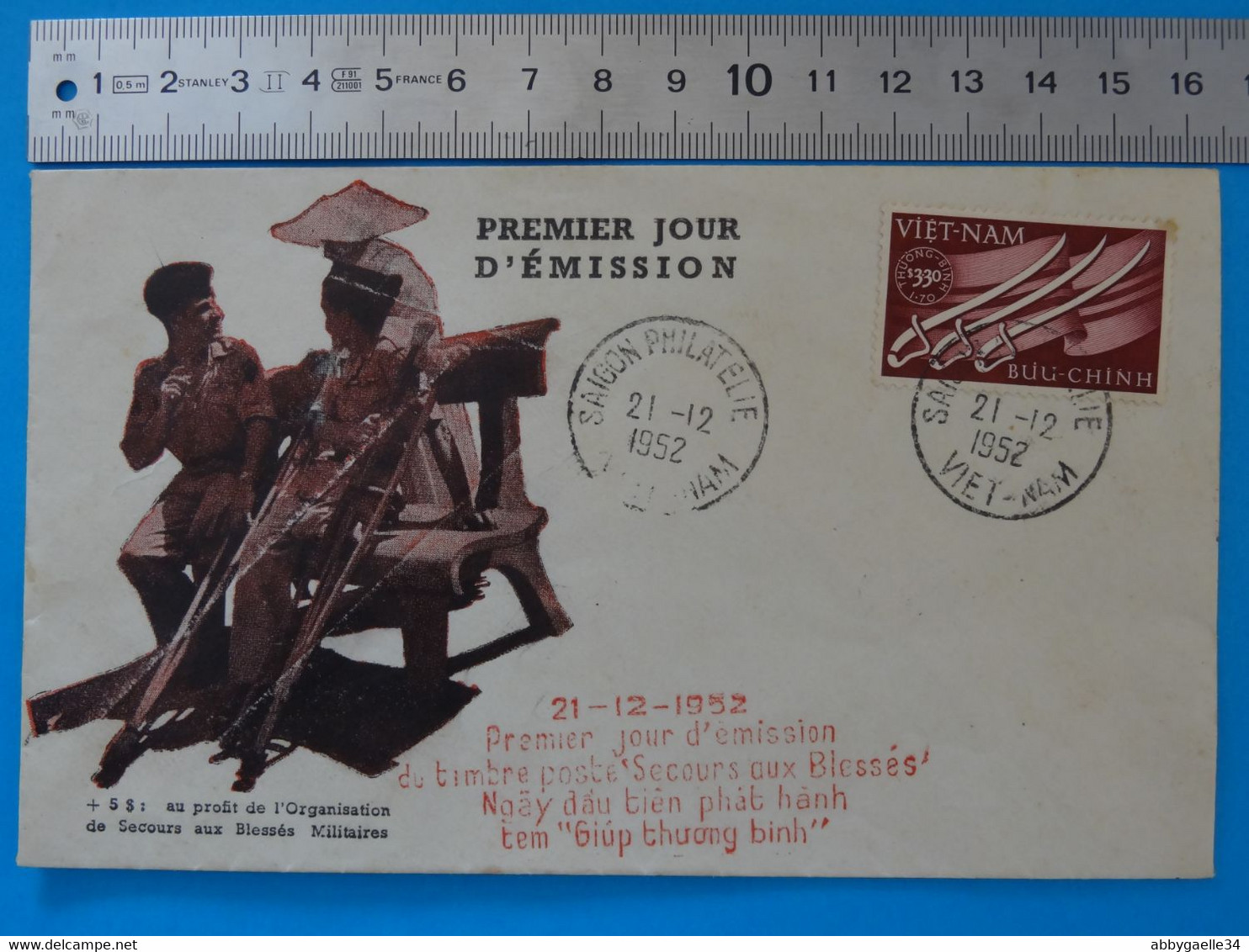 VIET-NAM - Enveloppe FDC 1952 "Secours Aux Blessés" Militaires Saigon Philatélie Non Voyagé Béquilles - Viêt-Nam