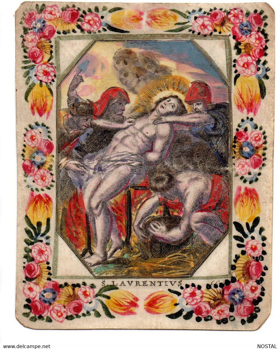 Image Pieuse 18e S.parchemin S.Laurentius 9 X 12 Cm - Andachtsbilder