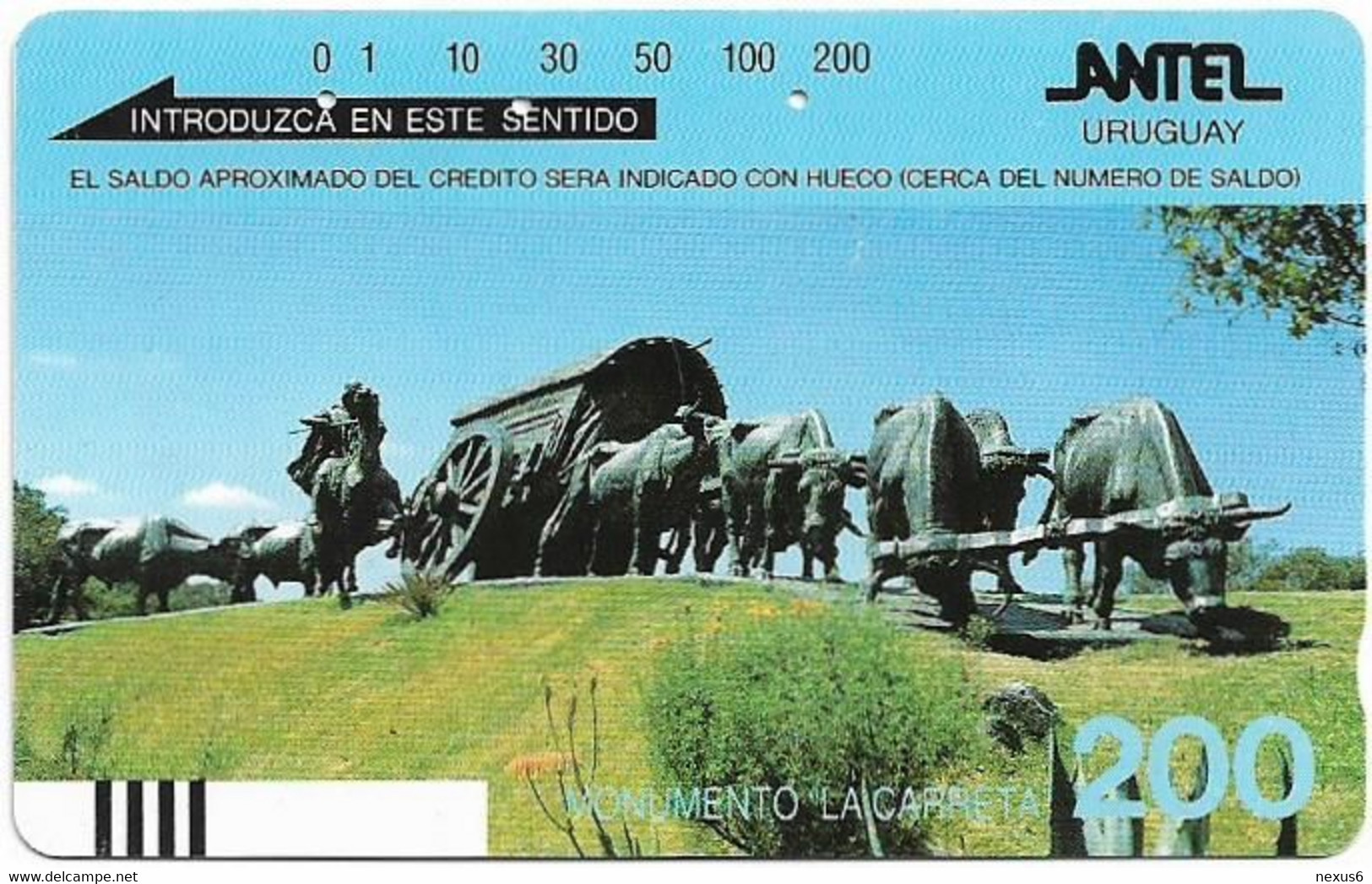 Uruguay - Entel (Tamura) - 1st Series, Monumento La Carreta - 07.1988, 200U, 125.000ex, Used - Uruguay