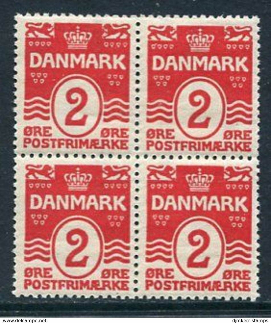 DENMARK 1913 Numeral With Wavy Lines And Hearts 2 Øre Block Of 4 MNH / **   Michel 78 - Ungebraucht