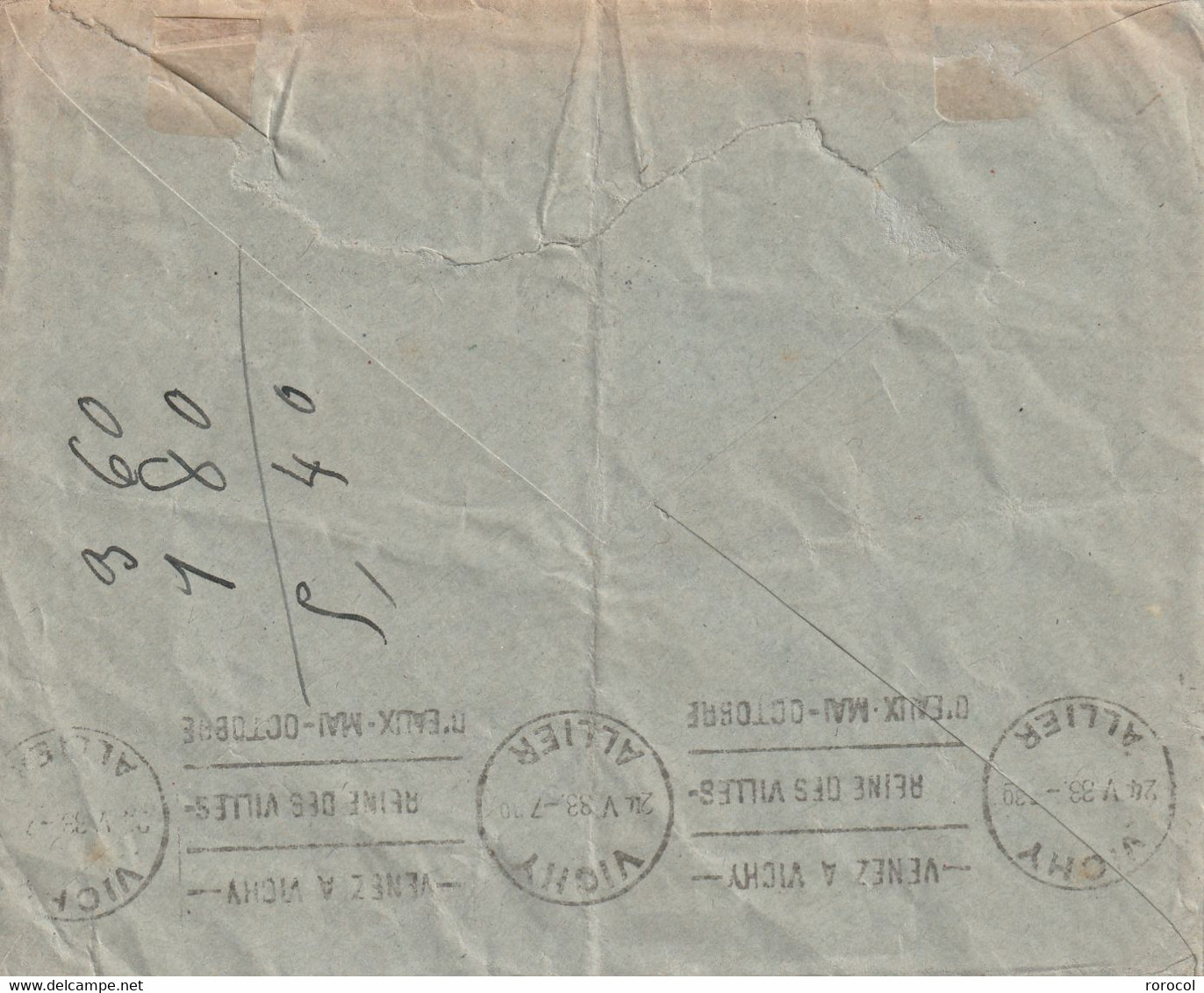 CONGO Lettre BRAZZAVILLE RP 1933 Utilisation Timbre Du Gabon Pour VICHY Arrivée Au Dos - Storia Postale