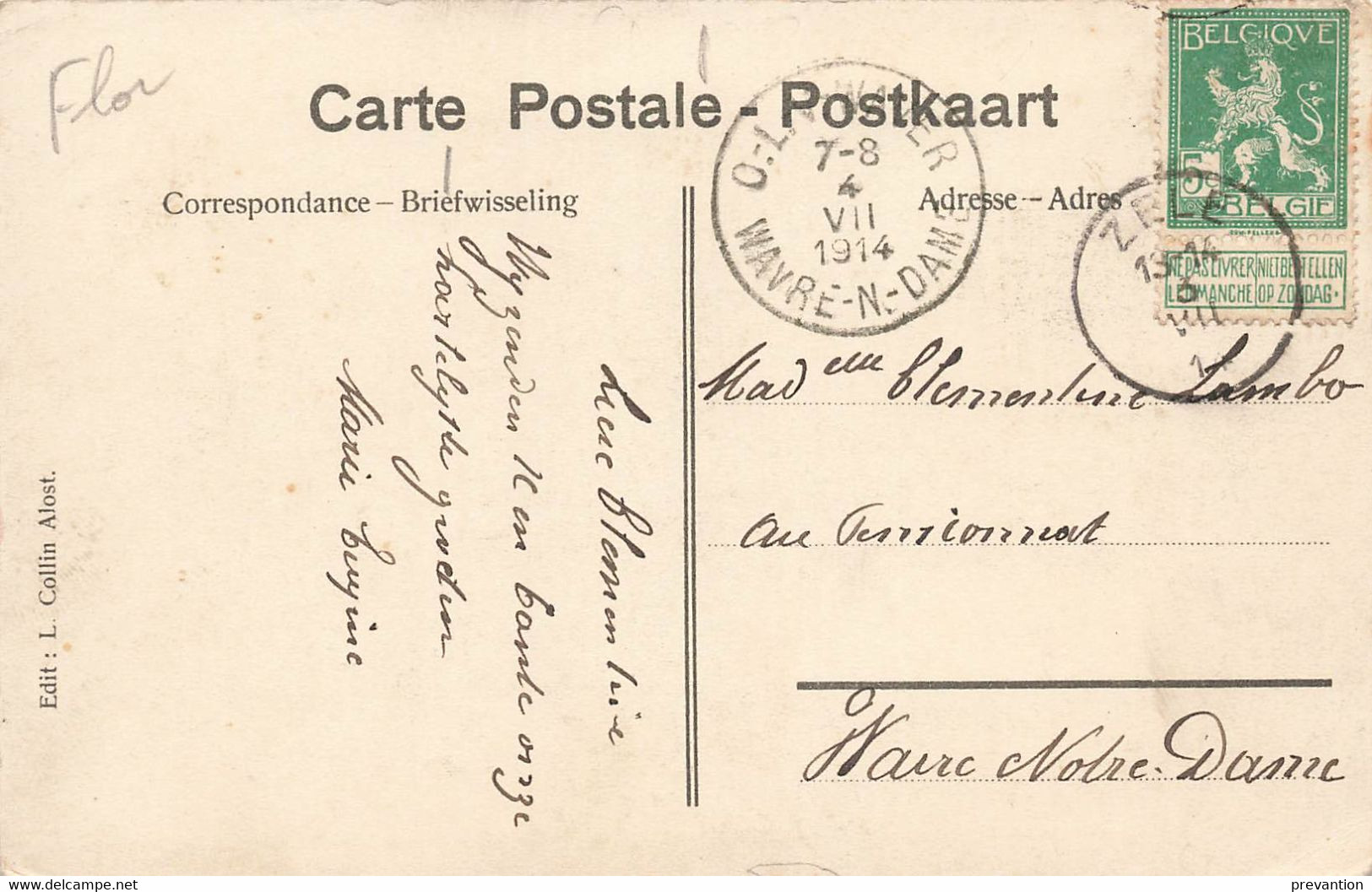 ZELE - Plezantstraat - Carte Circulé En 1914 - Zele