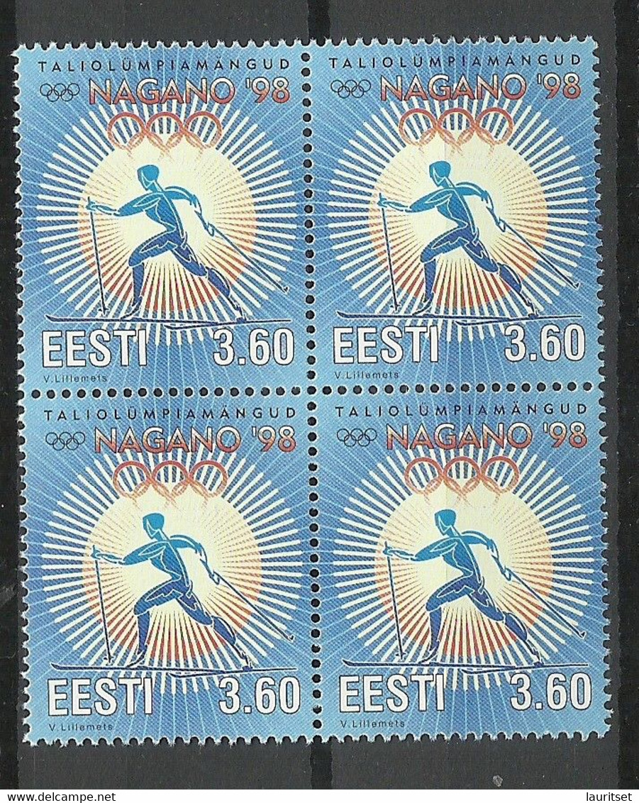 Estland Estonie Estonia 1998 Olympic Games In Nagano Michel 316 MNH As 4-block - Invierno 1998: Nagano