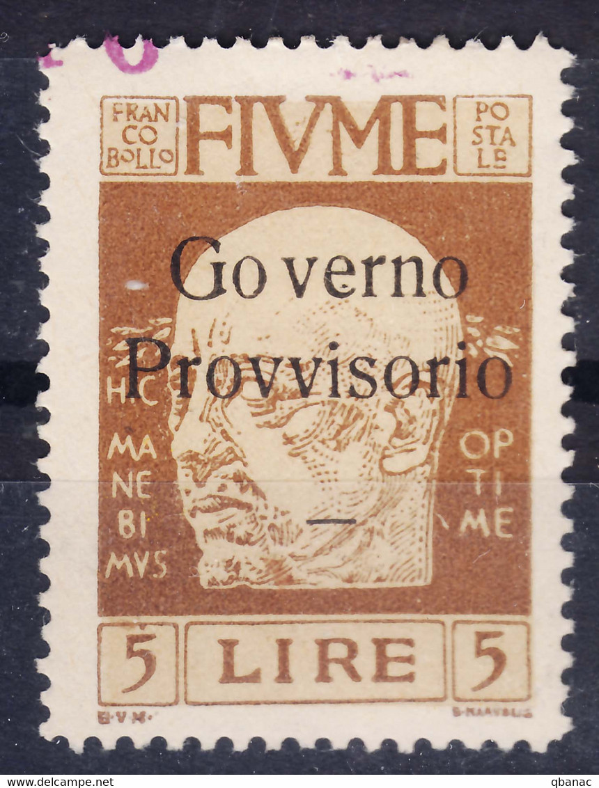 Italy Occupation WWI, Fiume 1921 Sassone#162 Mi#127 Mint Hinged - Fiume