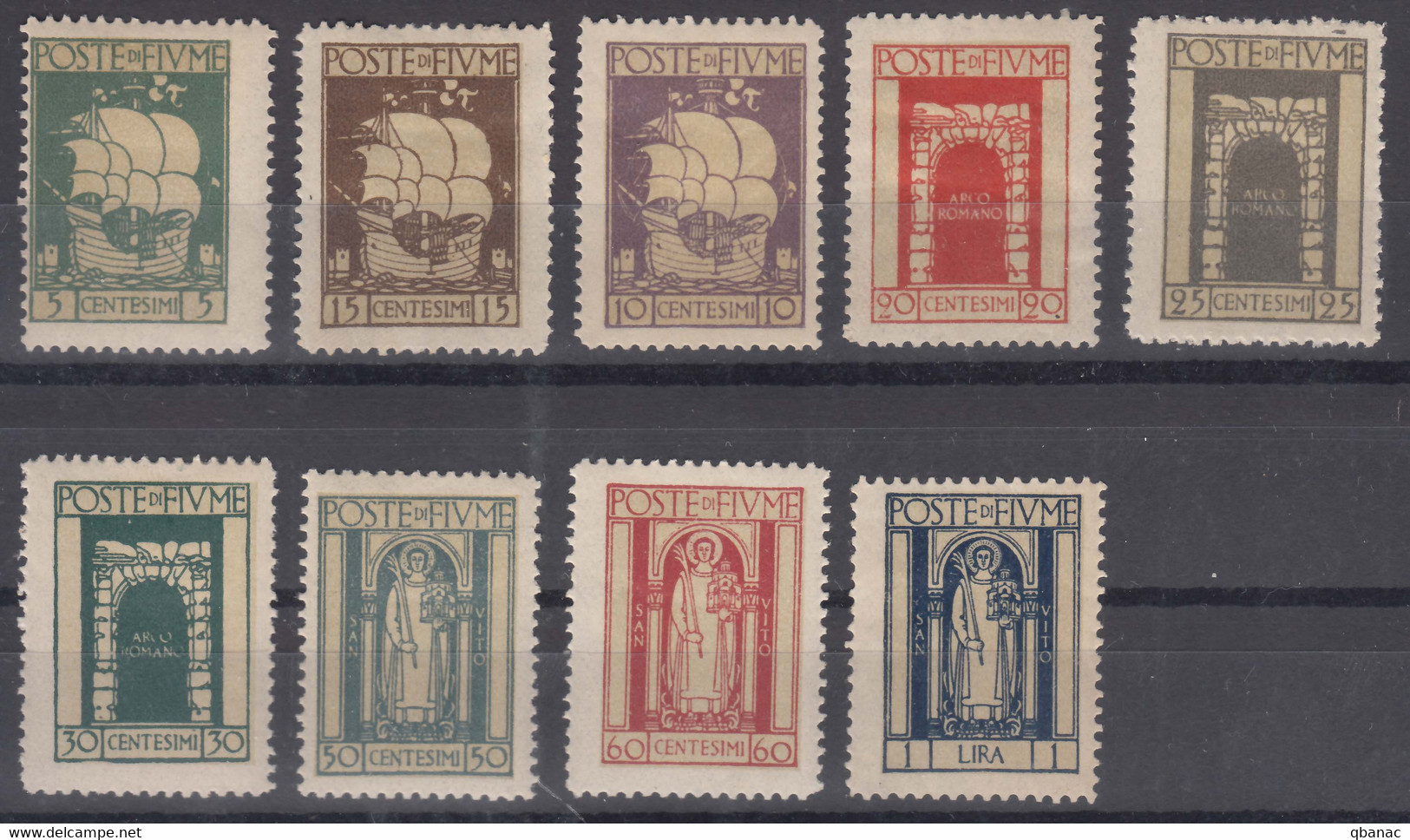 Italy Occupation WWI, Fiume 1923 Sassone#190-198 Mi#154-162 Mint Hinged Short Set - Fiume