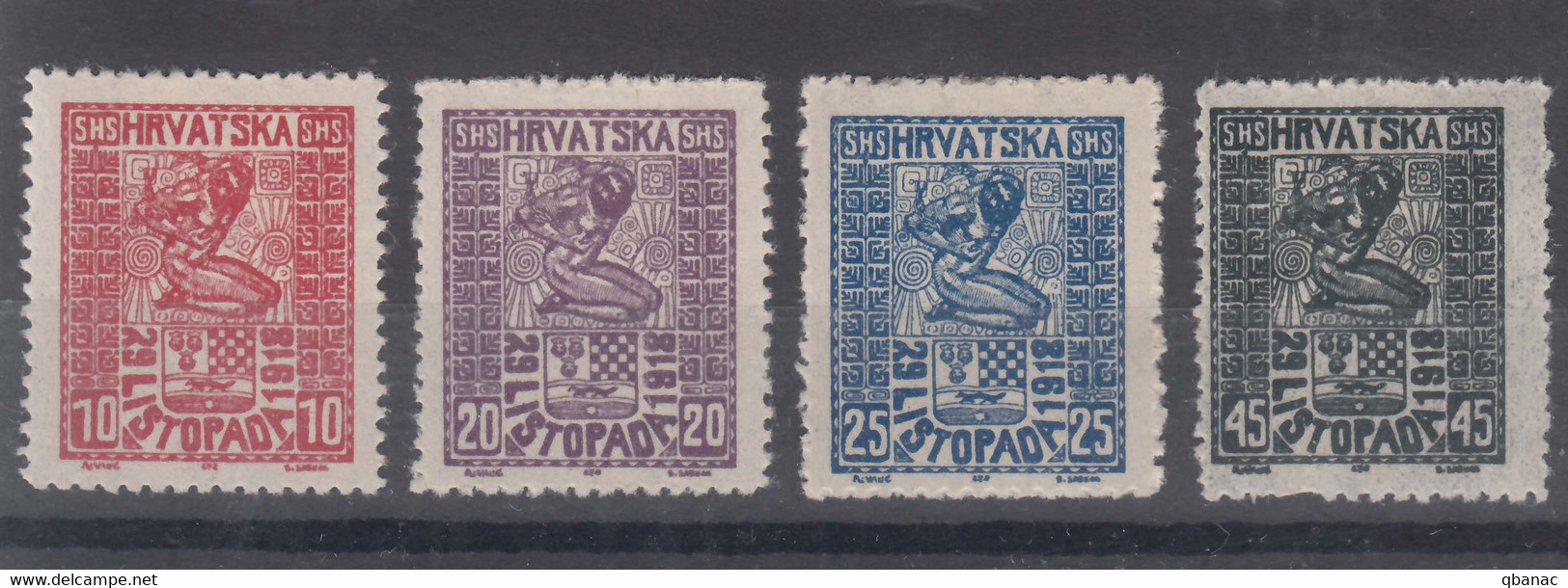 Yugoslavia, Kingdom SHS, Issues For Croatia 1918 Mi#51-54 Mint Hinged - Neufs