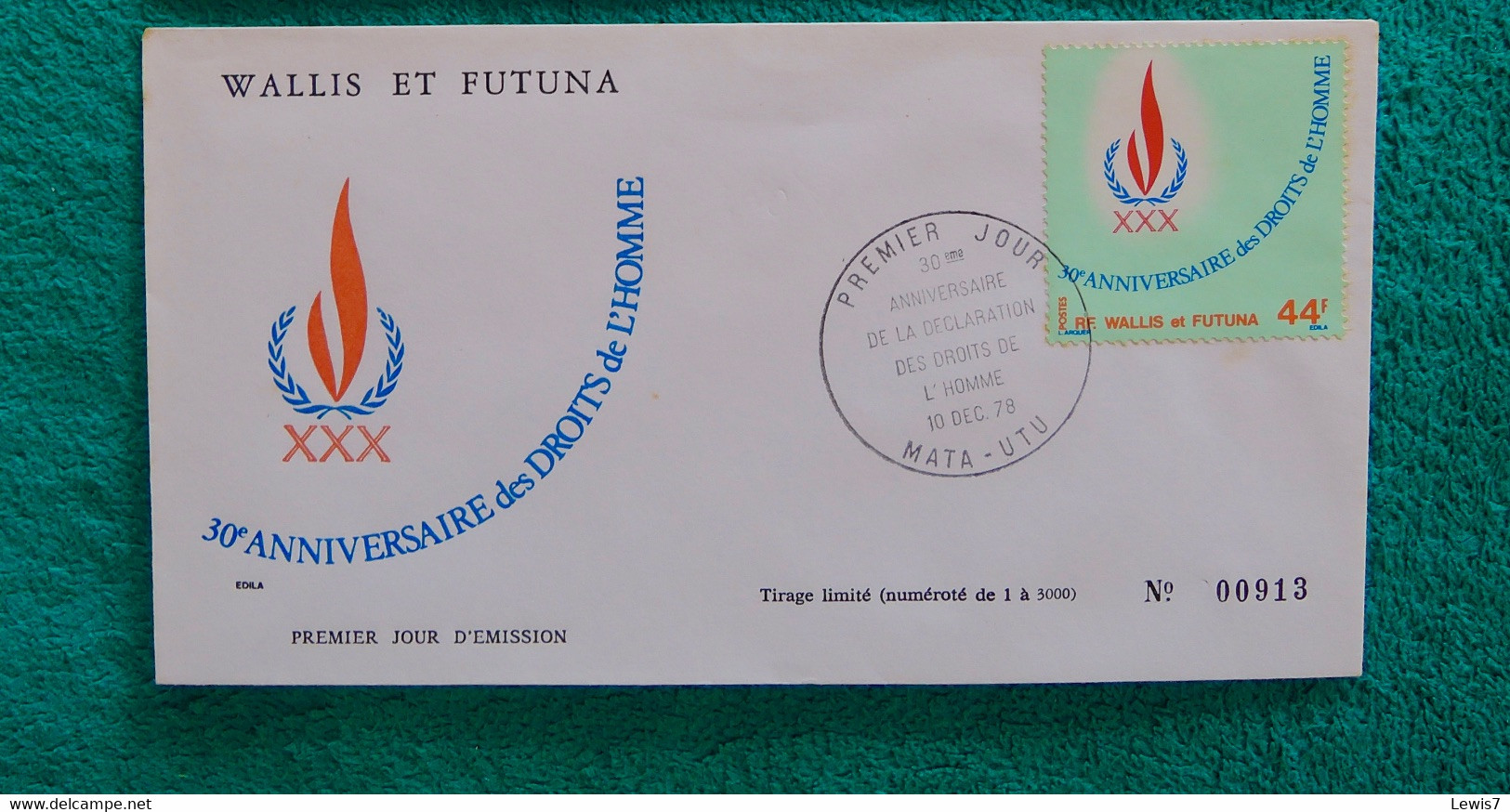 FDC :  30eme Anniversaire Déclaration Droits De L'Homme - Wallis & Futuna - Usati